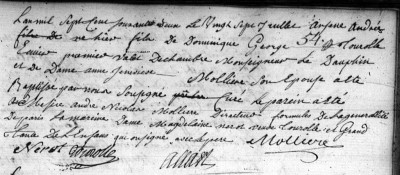Acte de baptème d’Arséne Tourolle (27/07/1762)