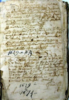 Registre paroissial de Janvier 1629