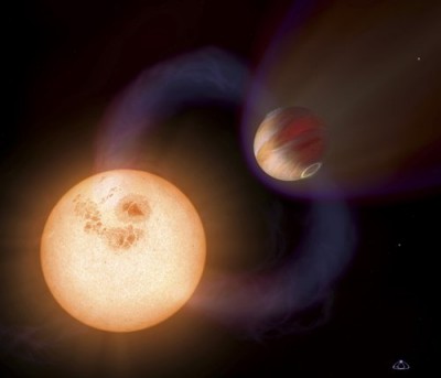 Une exoplanète tournant autour de son étoile