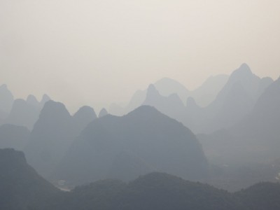 La vue sur YangShuo depuis Moon Hill