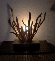 sculpture-lampe en bois flotté