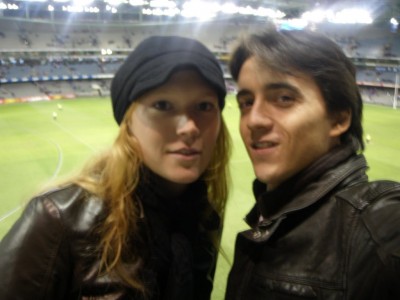 Cecile et Mathieu au stade d’Australian Football