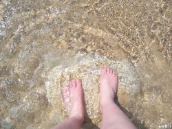 The sun was hot, but the sea was still very cold!