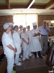 The cooking team from Aquareumal restaurant, with the French chef Frédéric Huret