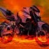 photo d'une moto en flammes