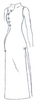 robe longue chinoise avec fente sur le côté