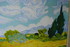 Champ de blé au cyprès à la manière de V
