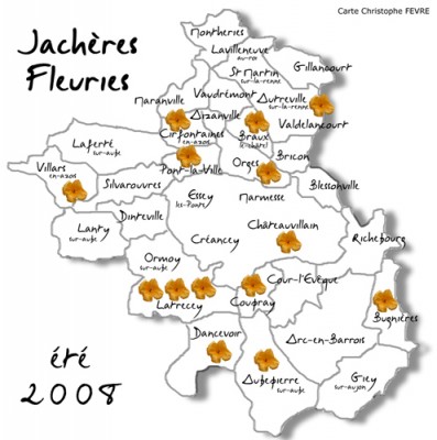 Carte des jachères fleuries été 2008