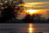 Coucher du soleil sous fond de