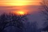 Coucher du soleil sous fond de