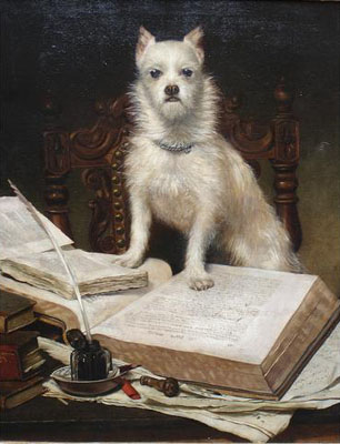 Photo: Eugène Lambert (1825-1900) - « Le chien savant ». Huile sur toile.